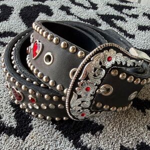 Rhinestone Hearts Western Belt